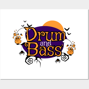 DRUM AND BASS - Trick Or Beat Ghosts (orange/purple) Posters and Art